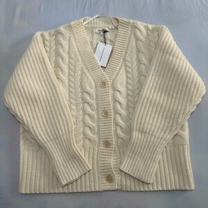 Chinti and Parker Cable-knit Cropped Cardigan